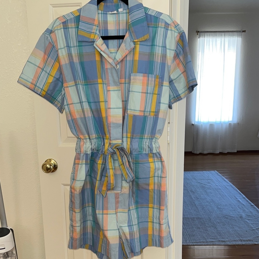 Gap Short Sleeve Madras Romper